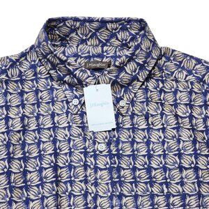 J. McLaughlin Carnegie Flannel Shirt S‎ Tan & Blue Mini Banana Floral Print